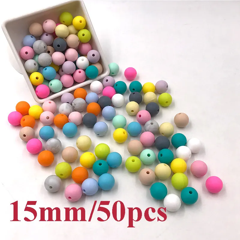 Новейшие пищевые силиконовые бусины шестигранный мраморный узор силиконовые бусины-прорезыватели Детские Бусы для прорезывания зубов DIY силиконовые бусины - Цвет: 15mm round beads