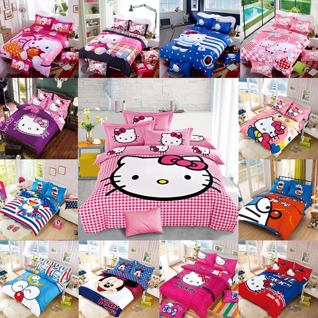 Комплект постельного белья «hello kitty», детские наборы из хлопка, новый комплект постельного белья «hello kitty» из четырех предметов с рисунком