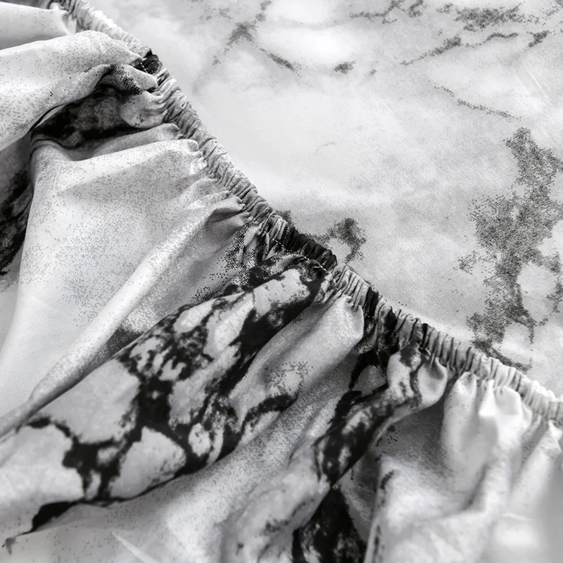 Super soft Marble printed Fitted Sheet Mattress Cover with All-around Elastic Rubber Band Bed Sheet Hot Selling Bed Linens