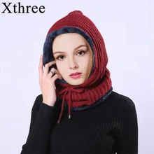 Xthree, женская вязаная шапочка-шарф, набор, Skullies Beanies, Зимние головные уборы для мужчин и женщин, шапка, однотонная шапка, маска, брендовая шапка