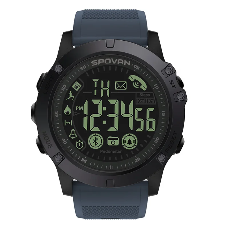 Spovan Лидирующий бренд спортивные часы черные военные качественные пластиковые Bluetooth наручные часы водонепроницаемые Дата Reloj Mujer - Цвет: B