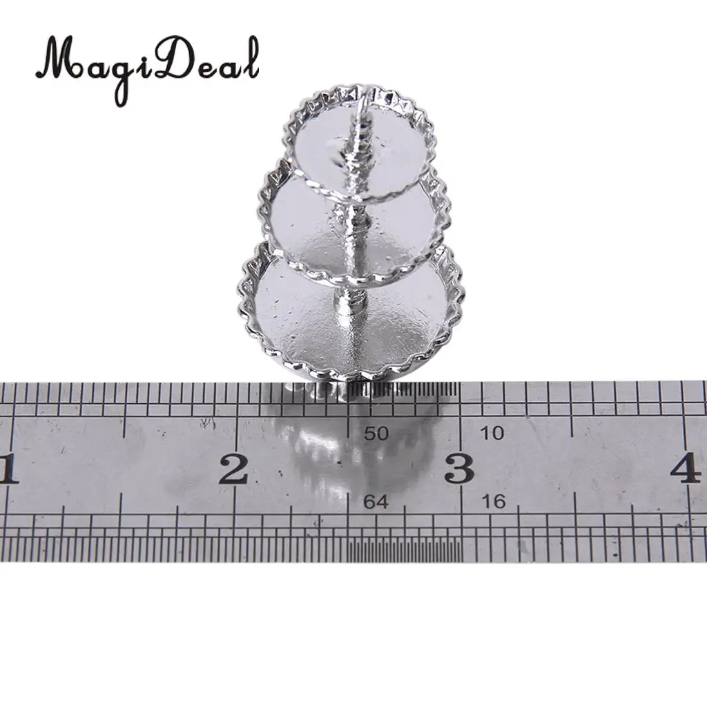 1:12 Dolls House White 3 Tier Metal Cake Bakery Fruit Dessert Snack Rack Display Stand Miniature Furniture Accessory Decor Toy
