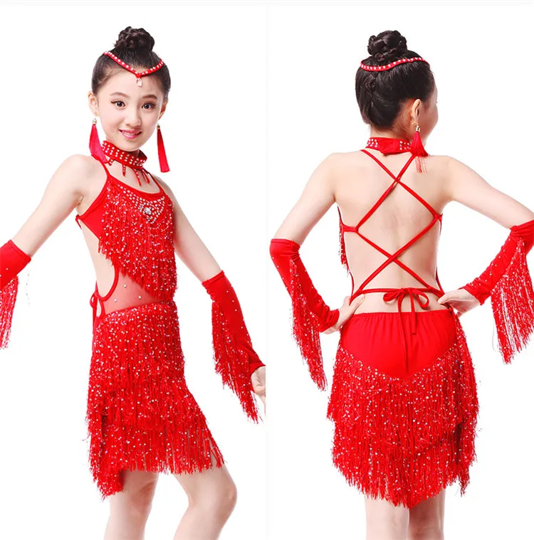 Buy Children Latin Dance Dress for Girls Fringe Skirt