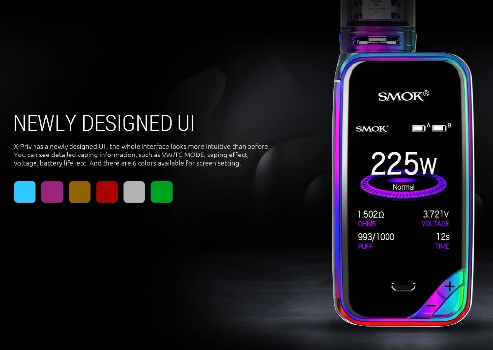 SMOK X-PRIV набор электронных сигарет 225 Вт X PRIV Box Mod с TFV12 Prince Tank 8 мл испаритель VAPE SMOK XPRIV Kit