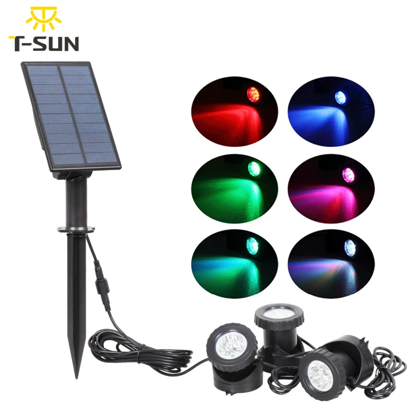 T Sunrise Solar Powered 3 Lights Outdoor Lighting Light Rgb