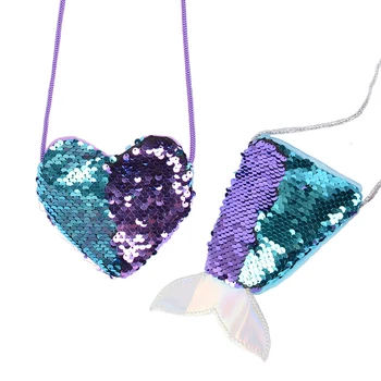 

New Shiny Sequins Mermaid Tail Coin Purse Kids Shoulder Bag Mini Coin Bag Change Money Crossbody Bags Girls Handbags Small Gifts