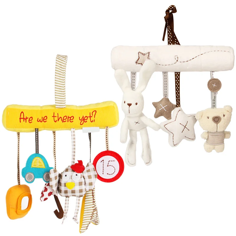 Baby Plush Rattle Crib Spiral Hanging Mobile Infant Stroller Bed Animal Toys Gift for Newborn Children 0-12 Months Happy Monkey