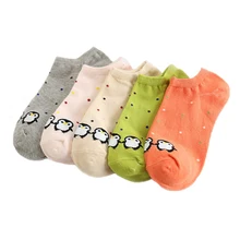 Новые дизайнерские женские носки, 5 пар/лот, женские носки, хлопковые носки, цветные модные короткие летние Носки с рисунком пингвина для женщин