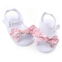 Детская обувь принцессы с милым бантом и цветочным рисунком; обувь для малышей с мягкой подошвой; нескользящая обувь для маленьких девочек;