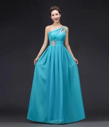 DongCMY Robe De Soire CG1020 длинное торжественное вечернее платье вечерние шифоновые на одно плечо со шнуровкой Большие размеры vestido de festa - Цвет: sky blue