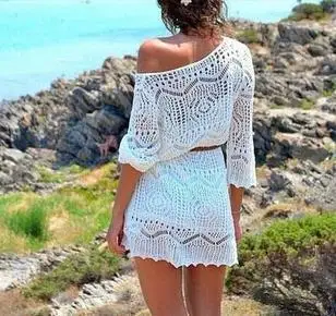 cream crochet beach cover up