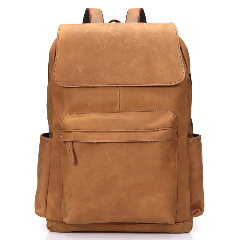 

Backpack Europe Men's Cow Leather Large Capacity Backpack Retro Crazy Horse Leather Travel Bag Leisure Backpack