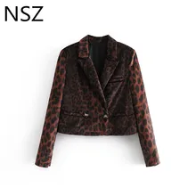Women Animal Print Leopard Crop Jacket Coat Long Sleeve Turn-Down Collar Pockets Coat Female Casual Vintage Outerwear Top Women Animal Print Leopard Crop Jacket Coat Long Sleeve Turn-Down Collar Pockets Coat Female Casual Vintage Outerwear Top