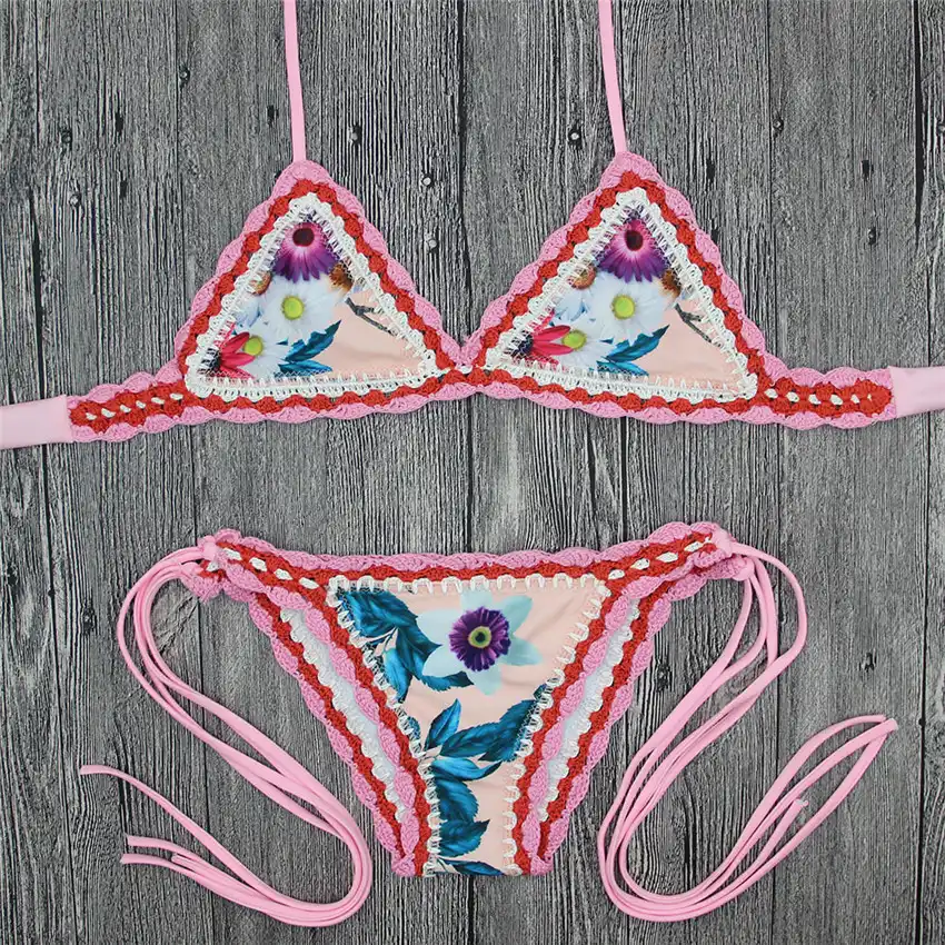 pink triangle bathing suit