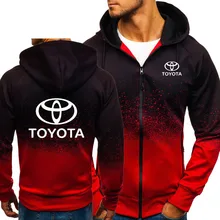 Мужские толстовки с капюшоном с логотипом Toyota, повседневные флисовые толстовки с капюшоном в стиле хип-хоп Харадзюку градиентного цвета, куртка на молнии, мужская одежда