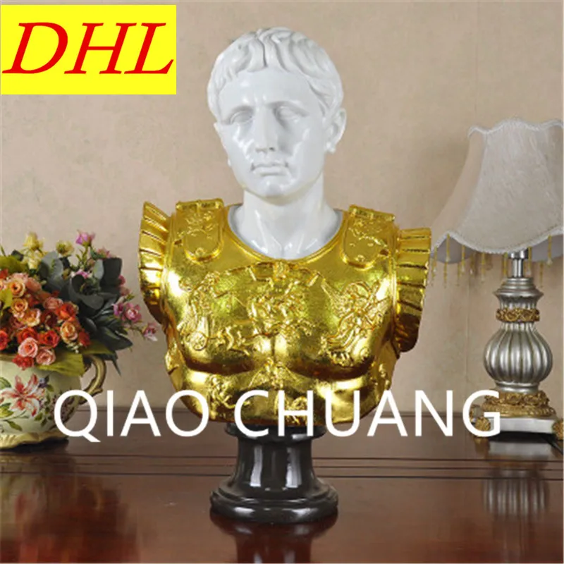 

Retro Golden Body Bust Portrait Sculpture Colophony Crafts Figures Sculpture Living Room Furnishing Articles G1033