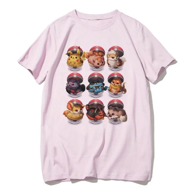 Для женщин с симпатичным рисунком веселое Harajuku Футболка с покемонами Snorlax Togepi Сквиртл японский футболки с персонажами из аниме, женские топы, эстетическая одежда C Пикачу - Цвет: 637