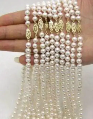 

WHOLESALE 10PC 6-7MM WHITE AKOYA CULTURED PEARL NECKLACE 17"^^@^18K GP style Fine jewe Noble Natural jade SHIPPING