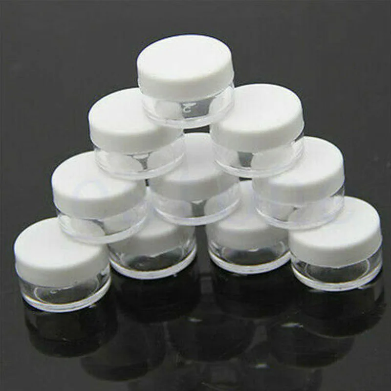 

10pcs 2g/3g/5g/10g/15g/20g Plastic Clear Cosmetic Jars Container White Lid Lotion Bottle Vials Face Cream Sample Pots Gel Boxes