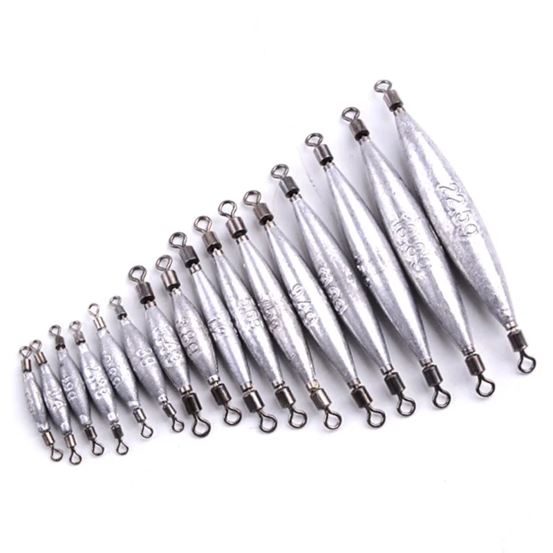 Double swivel fishing Lead sinker 4pcs/lot 1.1g 1.5g 2.3g 3g 3.8g 5.6g 9.4g 11.3g 18.8g 22.5g