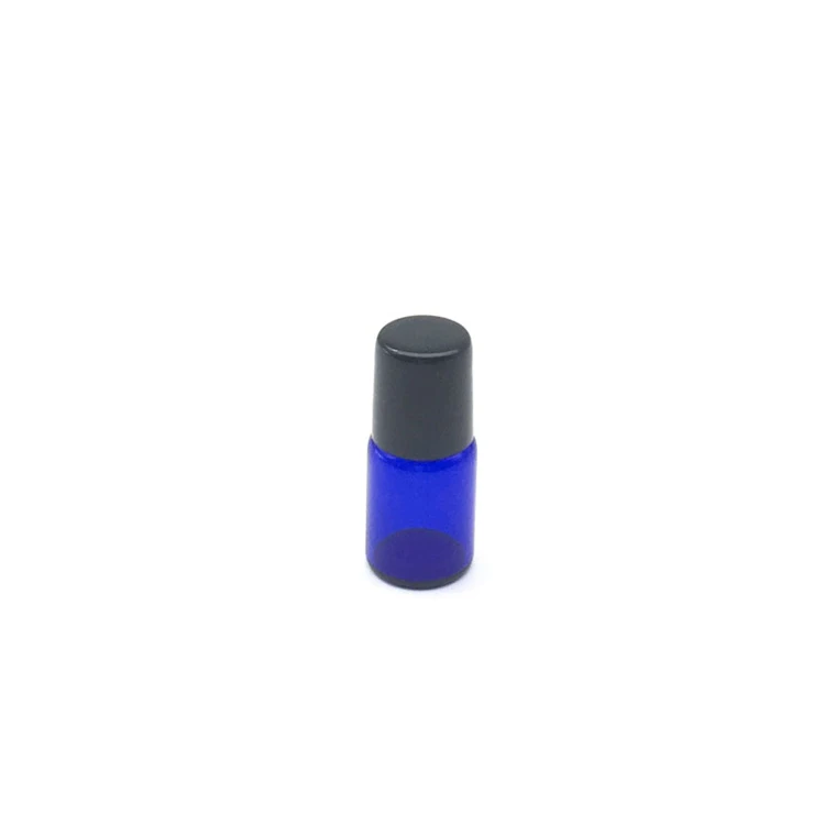 3 шт пустые модные духи образец 2 мл цветной ролик бутылка эфирное масло стеклянная бутылка 2 мл рулонная бутылка черная пластиковая крышка - Цвет: Blue
