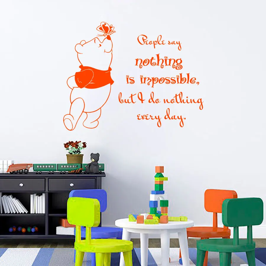 Muurtattoo Quotes Mensen Zeggen Niets is mogelijk Winnie de Pooh Vinyl Sticker Nursery Kinderkamer Muurschilderingen Home Decor M 65 in Muurtattoo Quotes