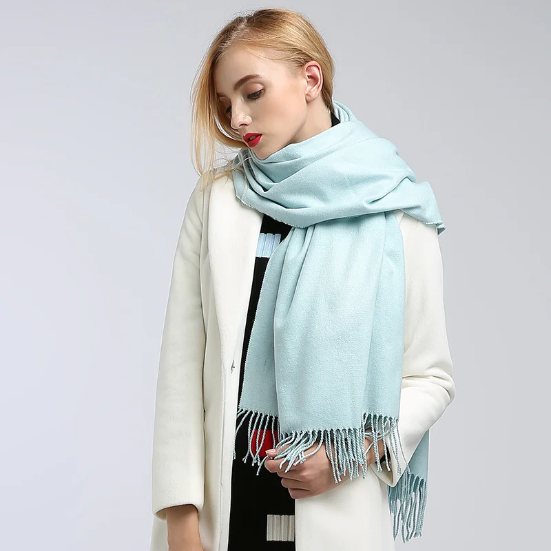 Однотонные шали и палантины, шарф, шарфы для женщин, высокая мода, пончо, накидки, хиджаб, теплый хлопковый женский шерстяной шарф, зимняя шаль - Цвет: WJYR20-6031
