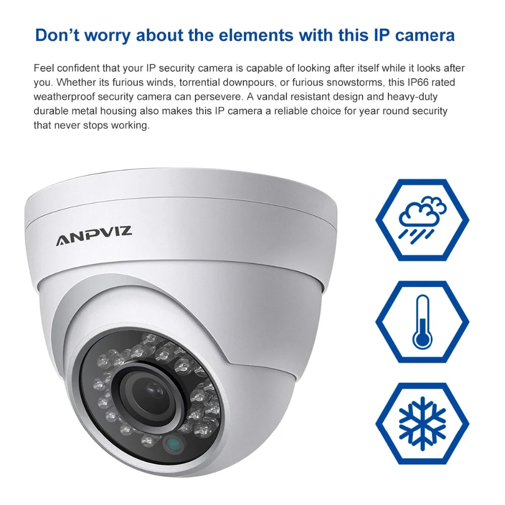 Anpviz 2 шт. H.265 безопасности IP Камера 2 К POE 4MP открытый Водонепроницаемый IP66 CCTV Камера видео наблюдения домашней безопасности ONVIF