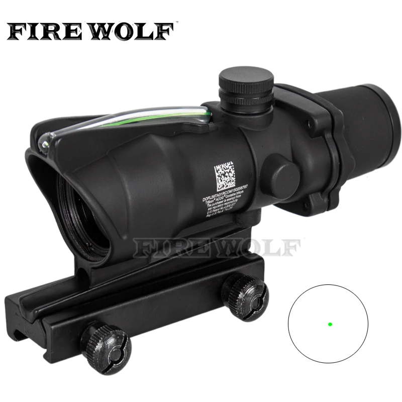 

ACOG Style 1x32 Holographic Fiber Optical Collimator Sights Green Dot Sight Scope For M16 Air Rifle Gun Black