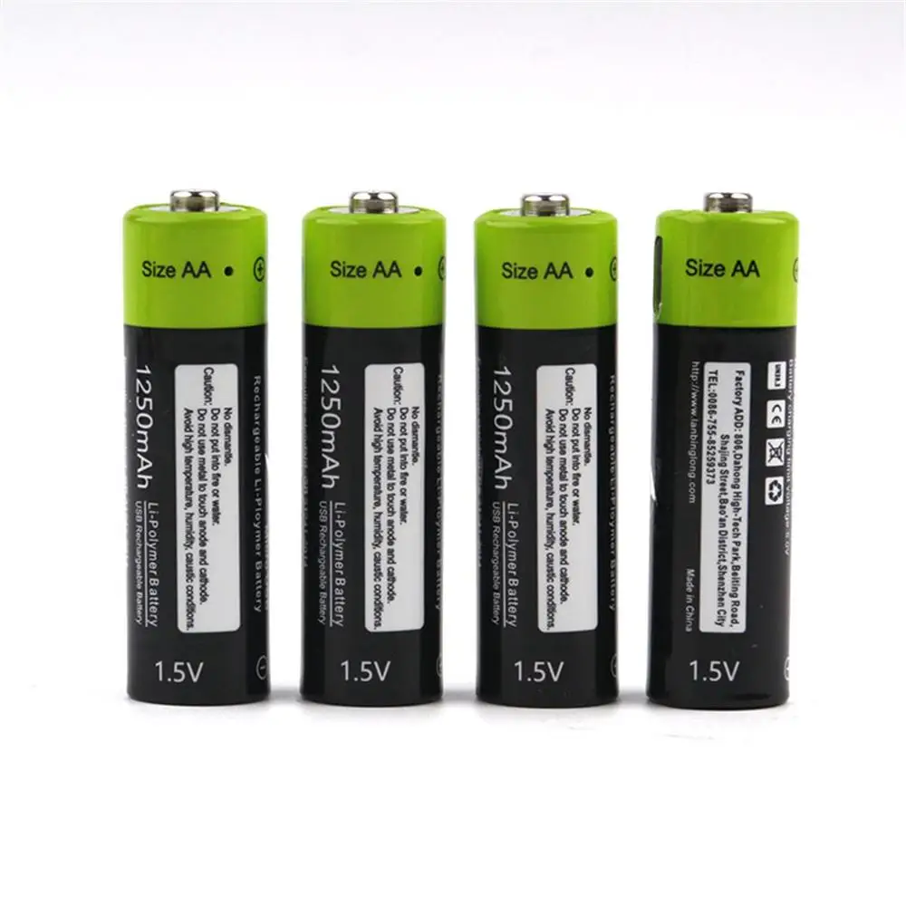 ZNTER 2 шт/4 шт 1,5 V AA 1250mAh литий-полимерная аккумуляторная батарея микро usb зарядка 1,5 v батареи - Цвет: 4 Battery