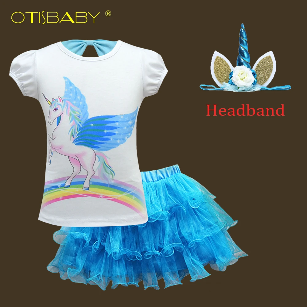 

Floral Girls Unicorn Clothing Set Summer Unicorn Cotton T-shirts Tulle Tutu Skirts Children Birthday Princess Cake Smash Outfit