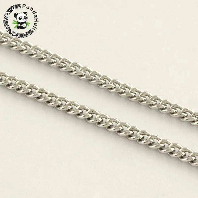 

304 Stainless Steel Curb Chains, Unwelded, Stainless Steel Color, 2.7x2x0.5mm; about 10m/roll