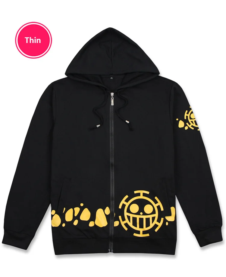 Аниме One PieceTrafalgar Law косплэй толстовка на молнии черная куртка унисекс повседневное хлопковое пальто с длинными рукавами