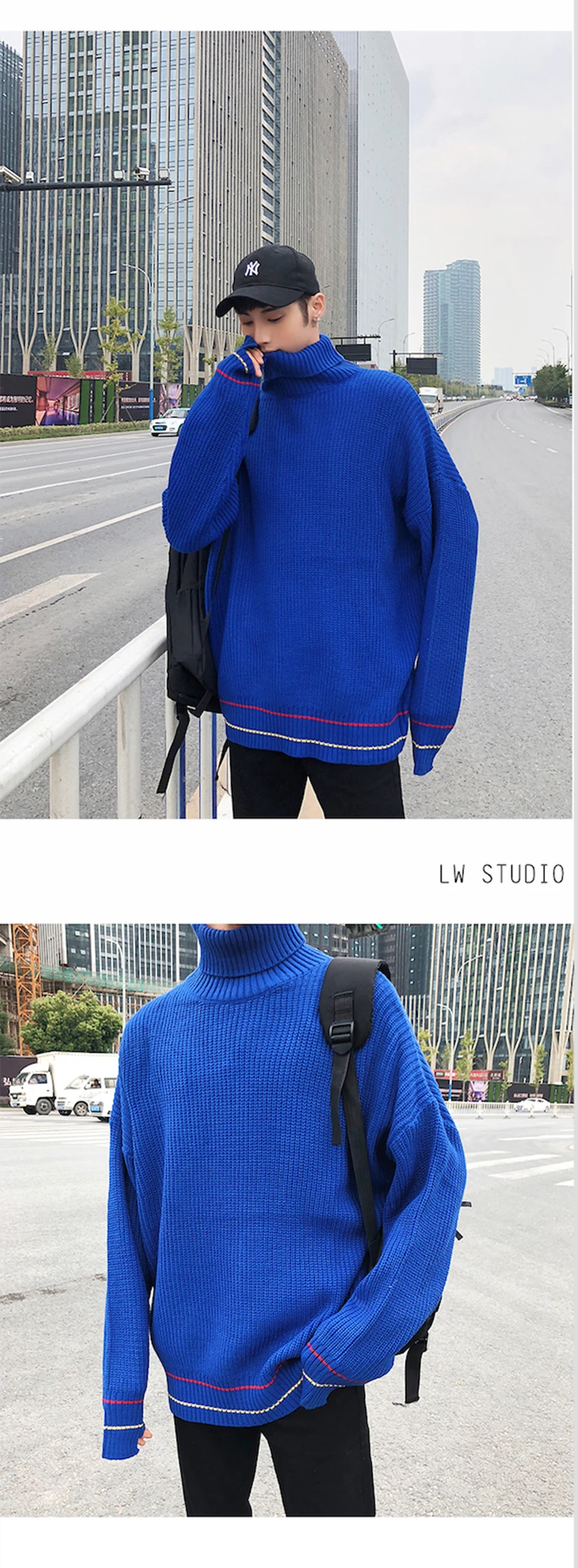 Turtle Neck Sweater Men Retro Vintage Pullover High Fashion   (12)
