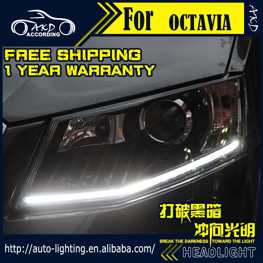 Автомобильная фара AKD для Skoda Octavia 2015 2017 Новая Ксеноновая DRL H7 D2H Hid опция Angel Eye Bi