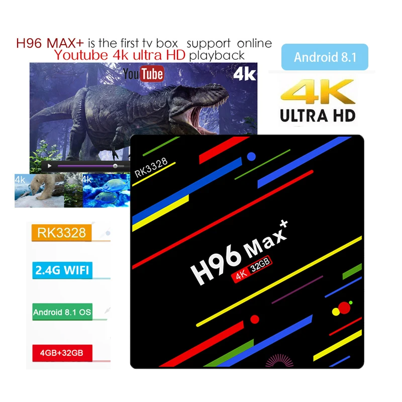 h96 max plus Android 8.1 Smart TV BOX 4G RAM 32G ROM RK3328 Quad Core 2.4G WIFI USB 3.0 H.265 4K Media Player IPTV Set Top BOX h96 max plus Android 8.1 Smart TV BOX 4G RAM 32G ROM RK3328 Quad Core 2.4G WIFI USB 3.0 H.265 4K Media Player IPTV Set Top BOX