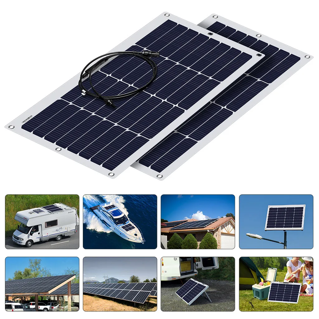 Suaoki 50W semi-flexible DF solar panel Max 600W Solar Charger Waterproof Power Station for Residential roofs verandas RVs Cars