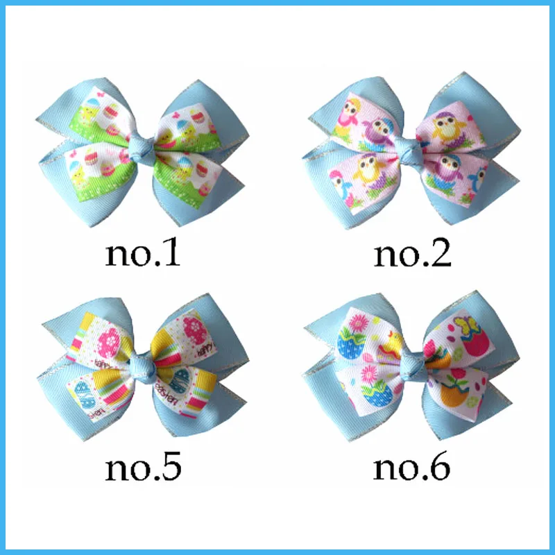 50 BLESSING Good Girl 4.5/" Pair Bowknot Hair Bow Clip Accessories Rhinestone