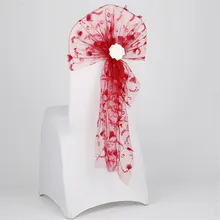 20 шт. вышитые темно-синие стулья пояса свадебные чехлы на стулья сетка Банкетный чехол на стул Отель Свадебный шезлонг украшения