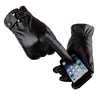 Spring Winter PU Leather Short Thin Thick Black Brown Touched Screen Glove Man Gym Car Driving Mittens 4