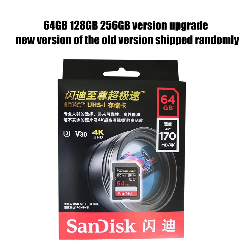 Карта памяти SanDisk Extreme Pro SDHC/SDXC 32 Гб 64 Гб sd-карта 128 ГБ 256 ГБ C10 U3 V30 UHS-I картао де флэш-карты памяти для камеры