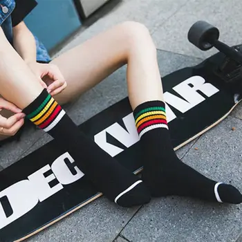 

1 pair New Arrival Women Girl Cotton Fashion Striped High Socks Hosiery Casual Socks calcetines de las mujeres