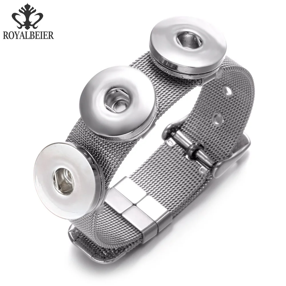 

RoyalBeier 10pcs Multi Styles Detachab Charms Stainless Steel Snap Bracelet For 18mm Snap Button Snap Bracelet Jewelry SZ0491