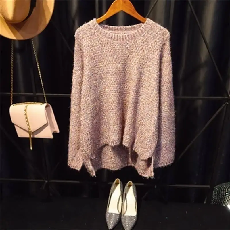 Hot Bright Color Women's Crew Neck Sweater Spring Long Sleeve 2 Colors One Size Sweaters Feminine Knit Pullovers | Женская одежда