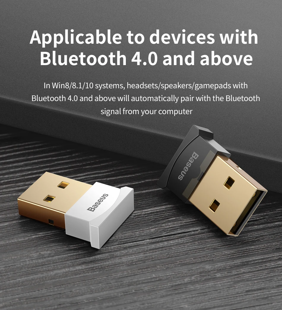 Baseus USB Bluetooth адаптер ключ для компьютера ПК PS4 мышь Aux аудио Bluetooth 4,0 4,2 5,0 музыкальный приемник с динамиком передатчик