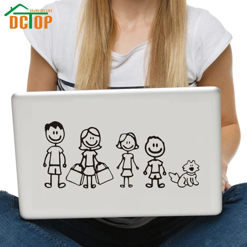 

DCTOP Dad Mom Daugther Son And Pet Dog Funny Wall Stickers Modern Design Removable Vinyl Wall Art Decals Laptop Decoration