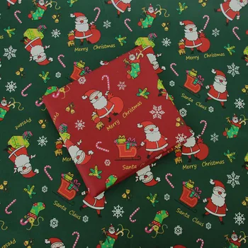 

Classic 50x160cm Red & Green Christmas Snowflakes Gift Santa Claus Printed 100% Cotton Fabric For DIY Sewing Quilting Clothing