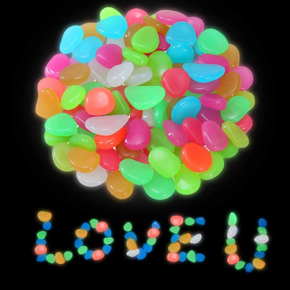 

100pcs/bag Aquarium Decorative Glow Stone Night Rocks Luminous Fake Pebbles Eco-friendly Solar Powered Fish Tanks Decoration