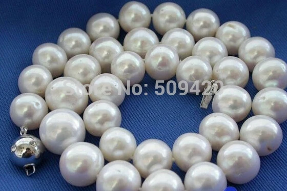 

Free Shipping >>HUGE 17" 13MM WHITE ROUND FW CULTURED PEARL NECKLACE