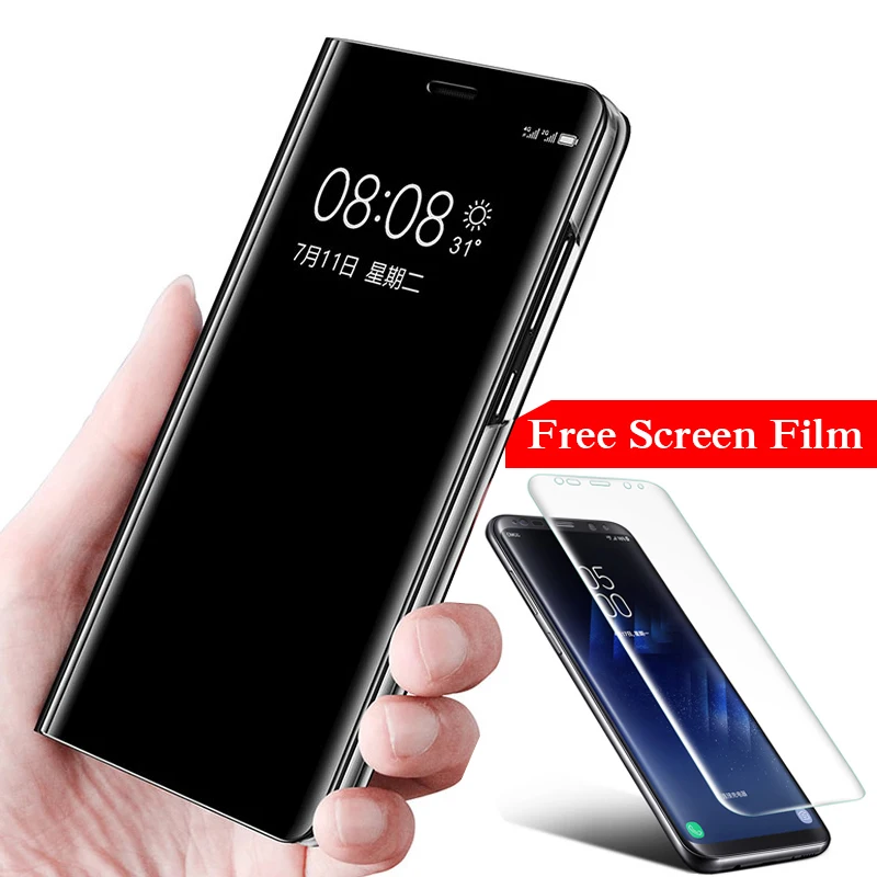 

Clear View Smart Mirror Flip Case For Samsung Galaxy S10 S10 Plus S10e Note 9 8 S8 Case 360 Full Cover Screen Protector Film